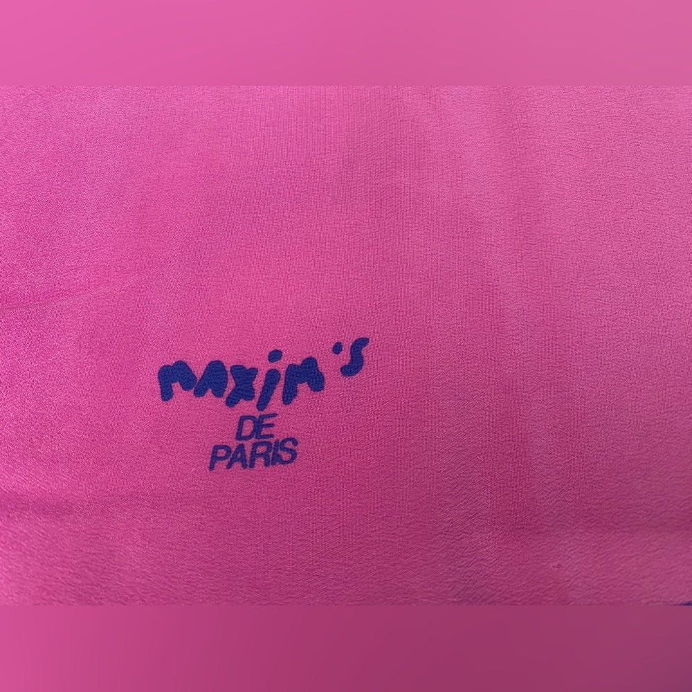Maxim’s De Paris Silk Pink Ombré 33” Square Butterfly Scarf w/Blue Border - Picture 10 of 16